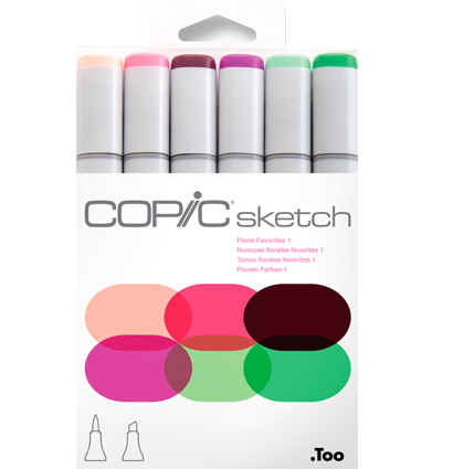 Copic Sketch 6 Floral Favorites набор маркеров с кистью